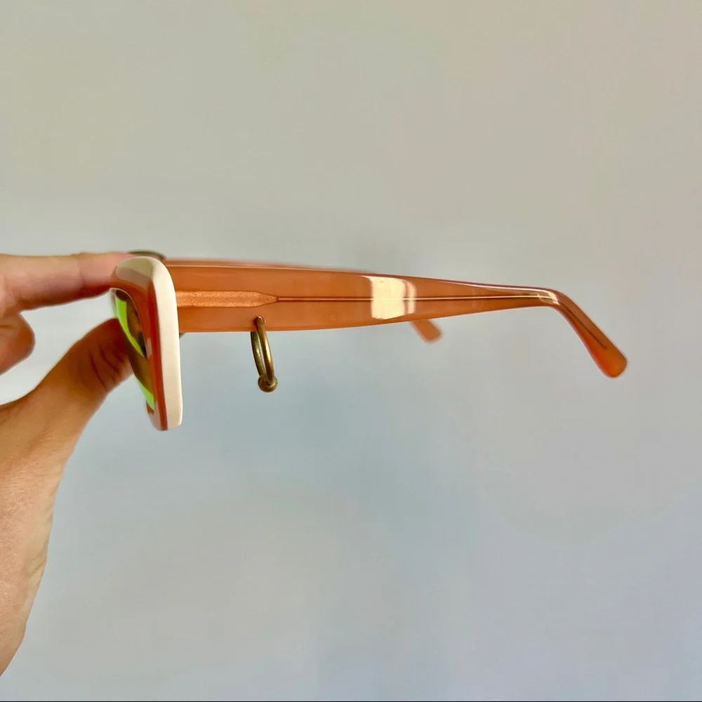 Acne Studios Azalt pierced temple orange mirrored lenses cat eye sunglasses